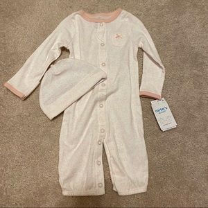 NWT Carter’s baby girl convertible gown and hat